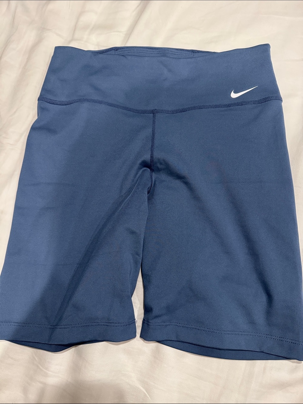 Nike Women’s Mid-Rise Bike Shorts - Deep Blue with White Swoosh